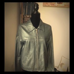 Rare Vintage Metallic Pewter Leather Jacket